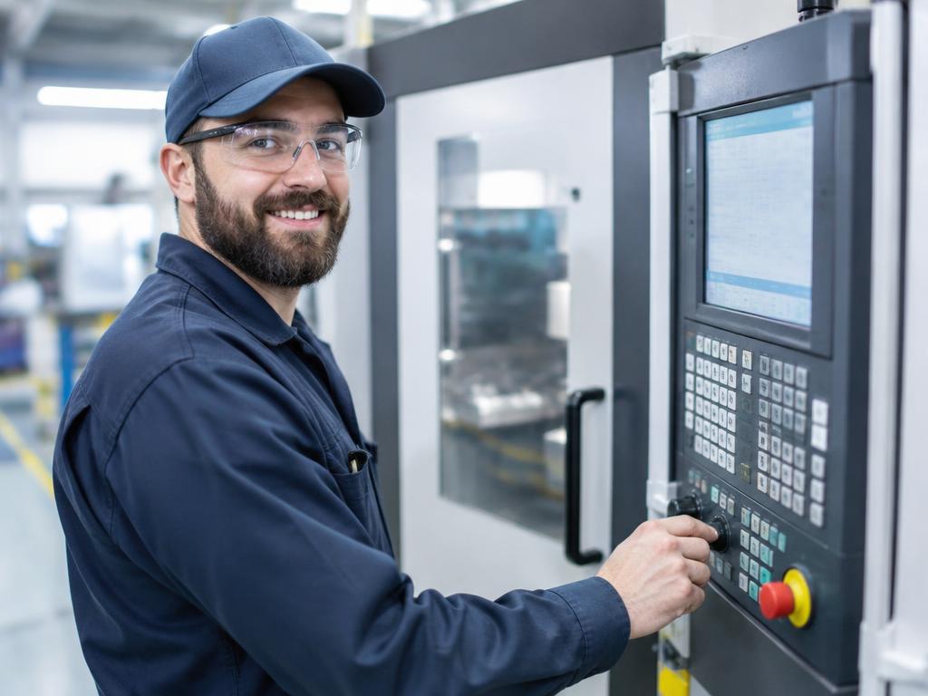 Machining technician at a CNC machine