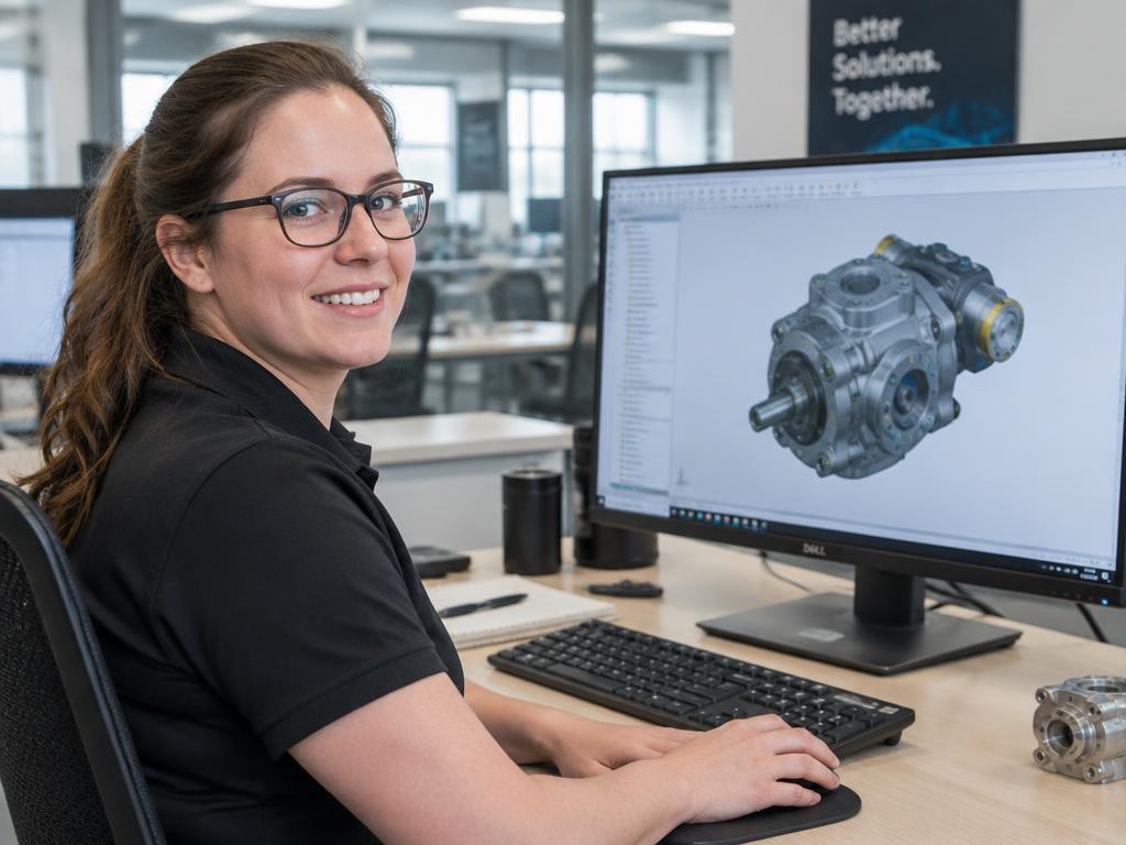 Engineer working on a 3D CAD model